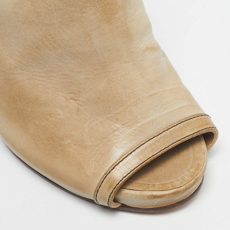 Pre Owned Chloe Tan Leather Peep Toe Ankle Strap Sandals Size 37