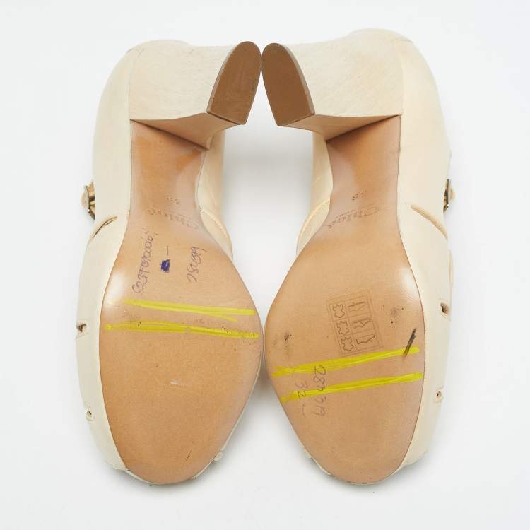 Pre Owned Chloe Beige Leather Mary Jane Pumps Size 38