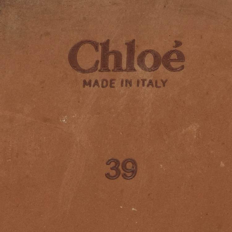 Pre Owned Chloe Blue Canvas Woody Flat Slide Sandals Size 39