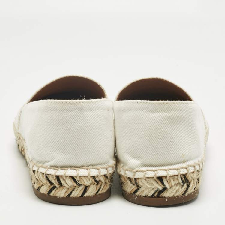Pre Owned Chloe White Canvas Piia Espadrille Flats Size 37