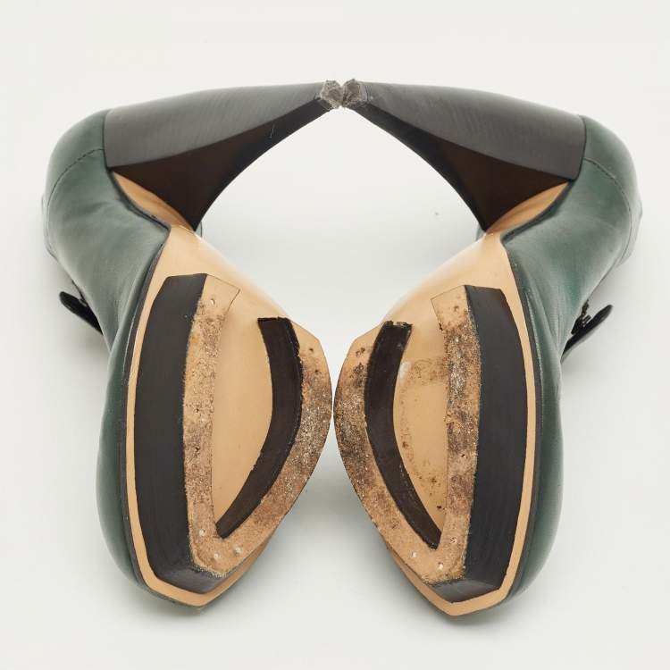 Pre Owned Chloe Green Leather Booties Size 37