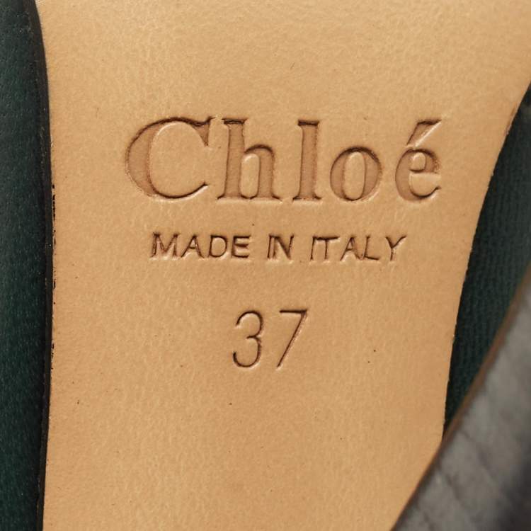 Pre Owned Chloe Green Leather Booties Size 37
