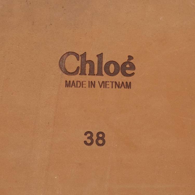 Pre Owned Chloe Cream Canvas Logo Woody Flat Slide Size 38