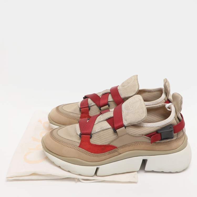 Pre Owned Chloe Multicolor Suede and Fabric Sonnie Slip On Sneakers Size 37