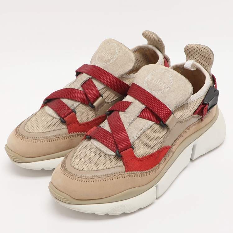 Pre Owned Chloe Multicolor Suede and Fabric Sonnie Slip On Sneakers Size 37