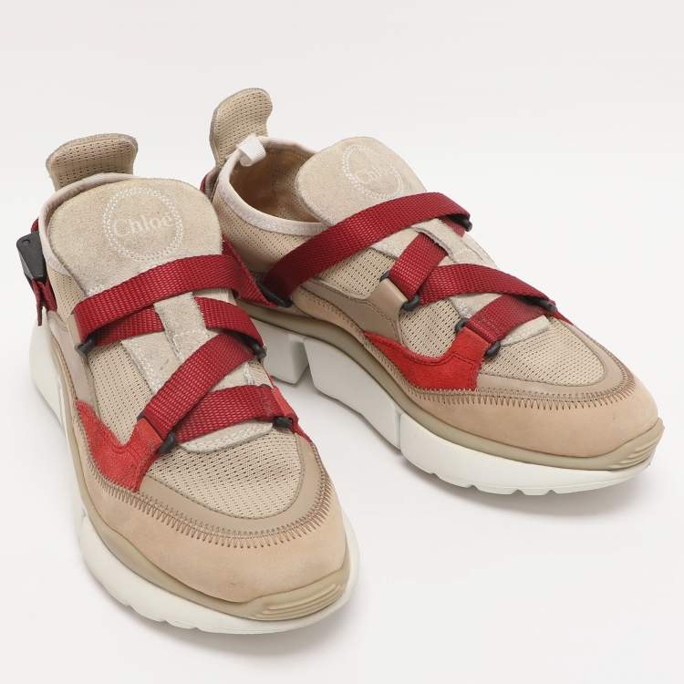 Pre Owned Chloe Multicolor Suede and Fabric Sonnie Slip On Sneakers Size 37