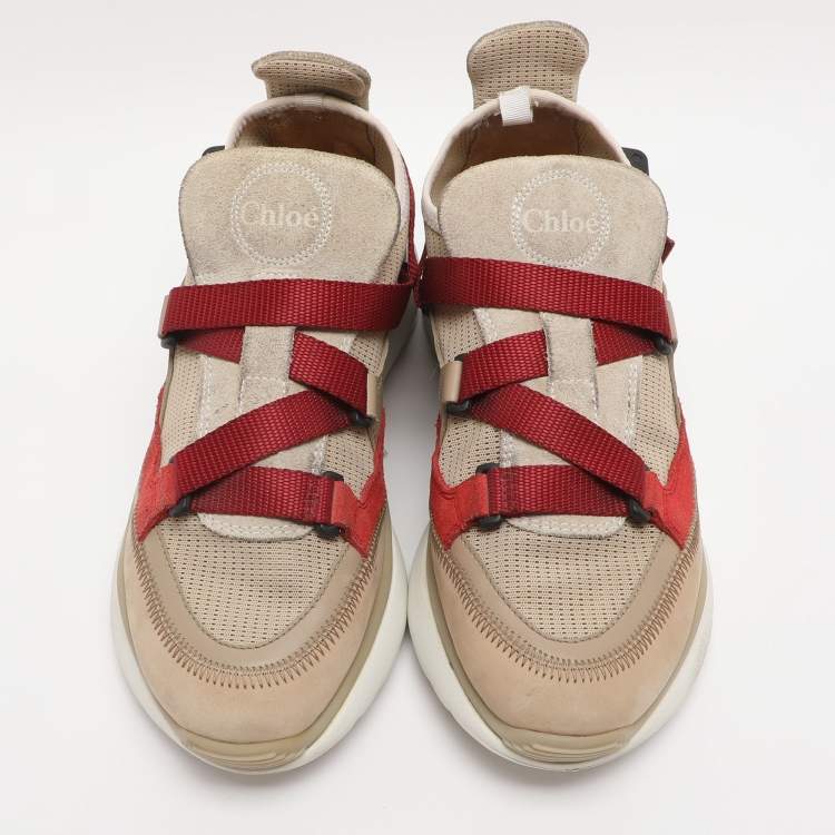 Pre Owned Chloe Multicolor Suede and Fabric Sonnie Slip On Sneakers Size 37