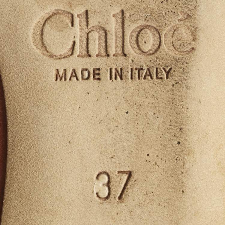 Pre Owned Chloe Brown Leather Braided Cuff Ballet Flats Size 37