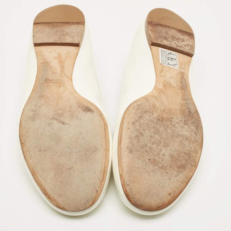 مملوكة مسبقًا Chloe Laurena Scalloped Size 41 White Patent Leather Ballet Flats