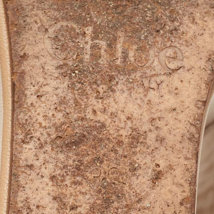 Pre Owned Chloe Size 38 Beige Leather Wedge Ankle Wrap Sandals