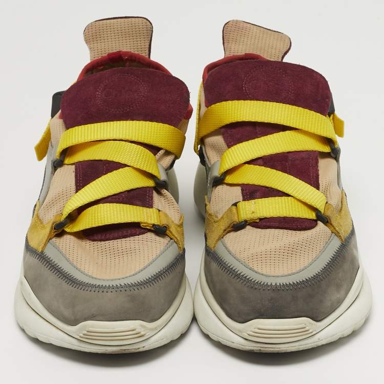 مملوكة مسبقًا Chloe Sonnie Size 40 Multicolor Leather and Suede Sneakers