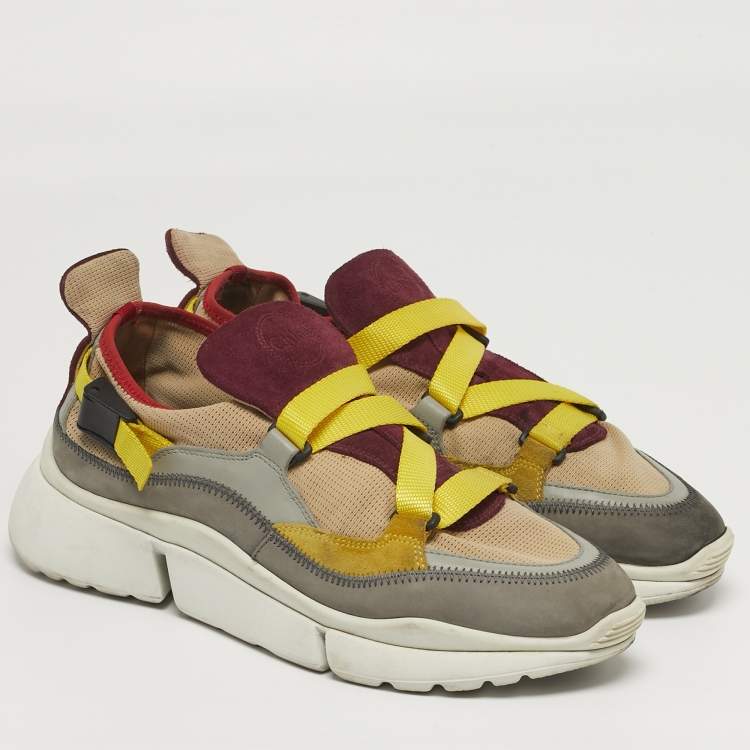 مملوكة مسبقًا Chloe Sonnie Size 40 Multicolor Leather and Suede Sneakers