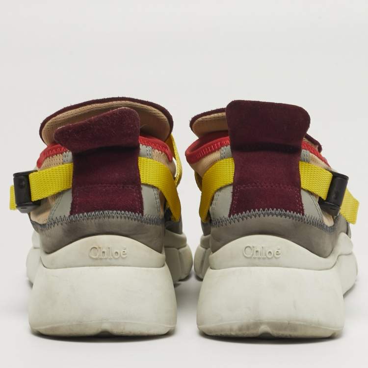 مملوكة مسبقًا Chloe Sonnie Size 40 Multicolor Leather and Suede Sneakers