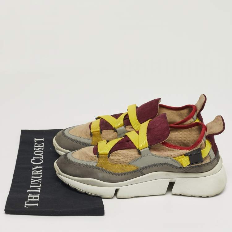 مملوكة مسبقًا Chloe Sonnie Size 40 Multicolor Leather and Suede Sneakers