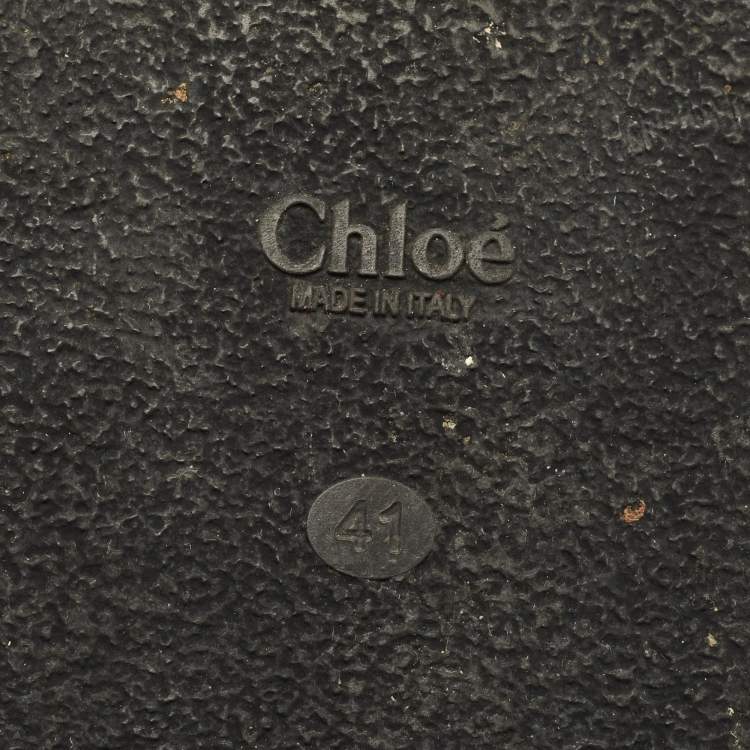 Pre Owned Chloe Size 41 Gold Leather Crisscross Flat Slides 