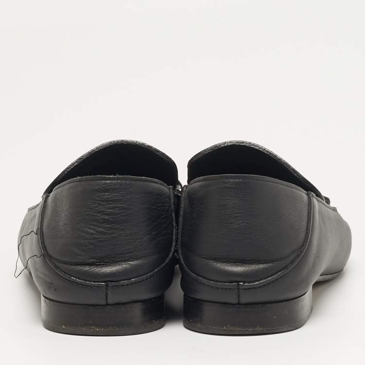 Pre Owned Chloe Chloe C Size 37.5 Black Leather C Logo Loafers