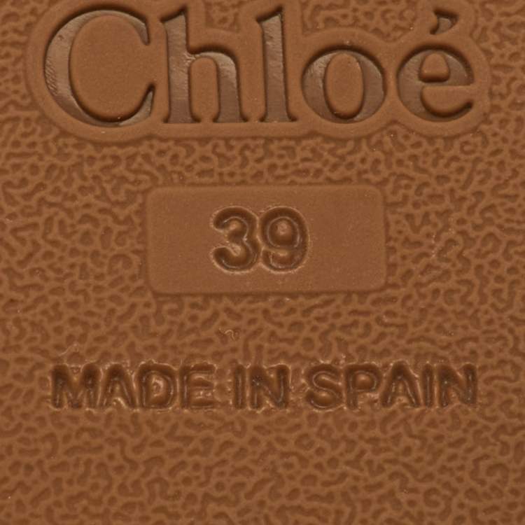 Pre Owned Chloe Rebecca Size 39 Navy Blue Embroidered Denim Slide Sandals