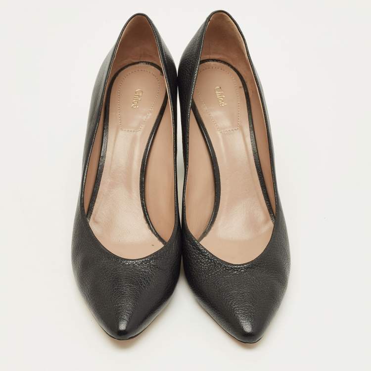 Pre Owned Chloe Beckie Size 41 Black Leather Pointed Toe Pumps
