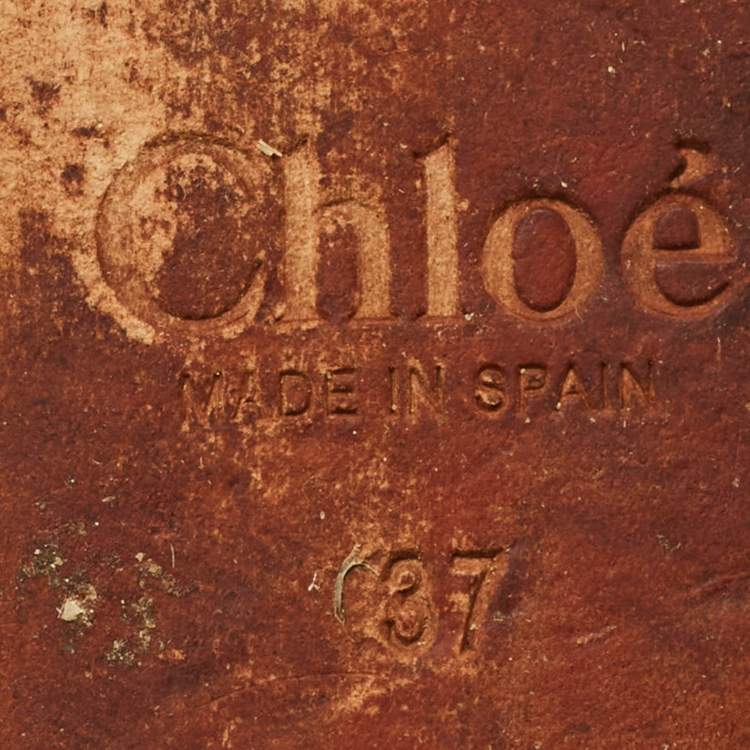 Pre Owned Chloe Size 37 Tan Scalloped Suede Wedge Sandals