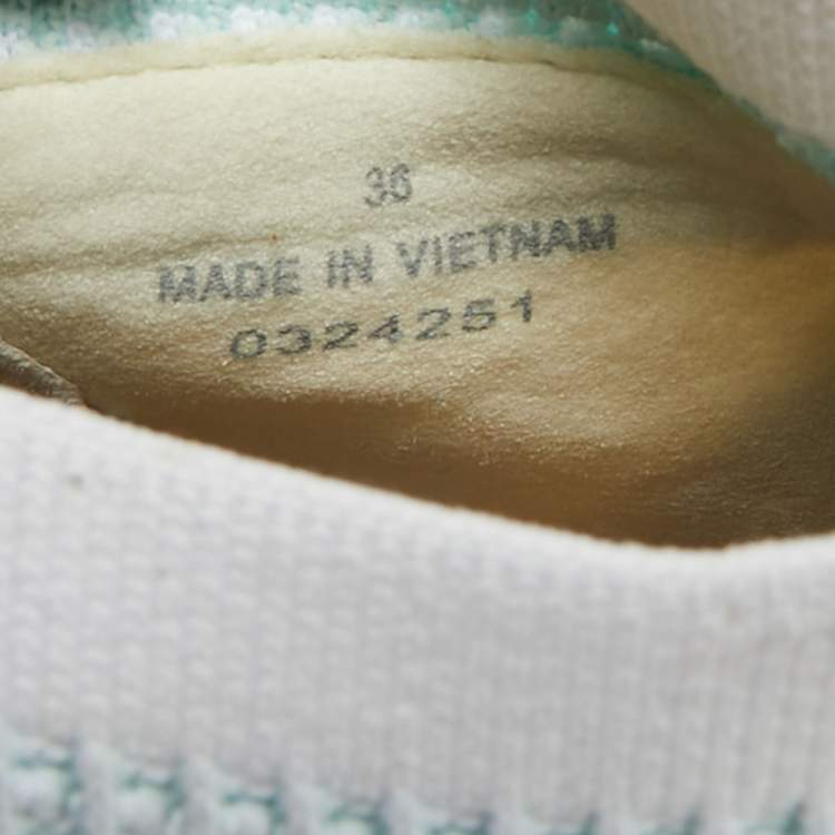 Pre Owned Chloe Nama Size 36 Blue/White Knit Fabric and Suede Wedge Sneakers