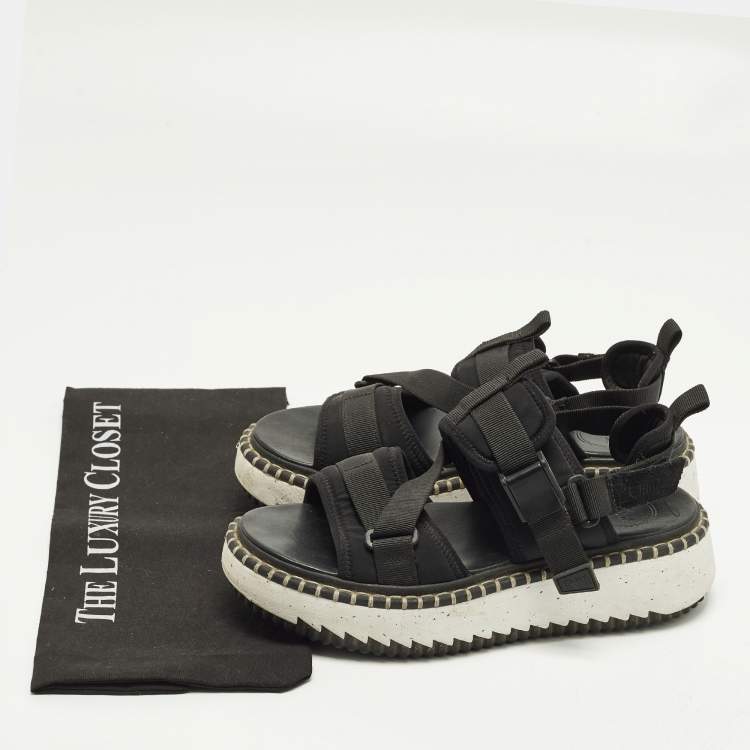 Pre Owned Chloe Lilli Size 39 Black Fabric and Nylon Platform Sandals