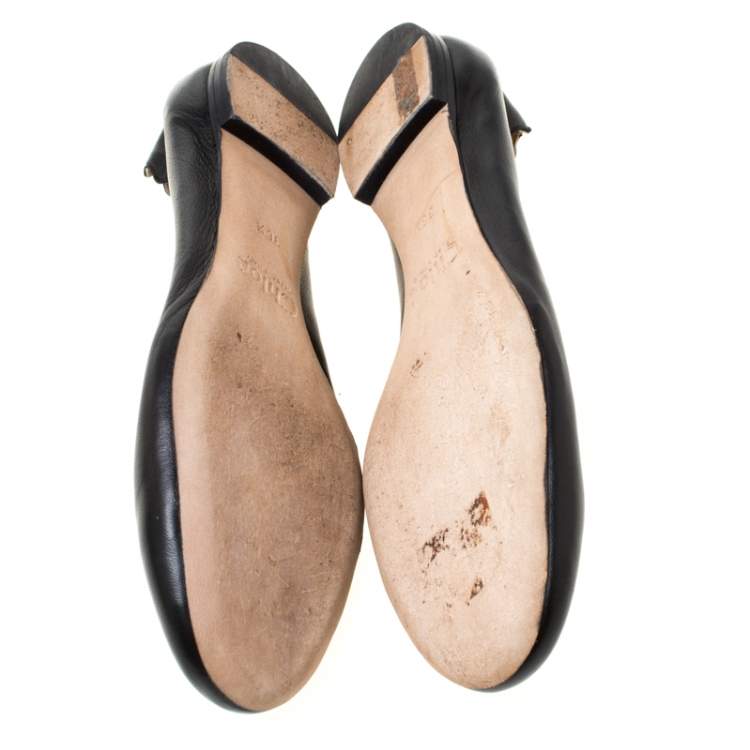 Pre Owned Chloe Black Leather Ballet Flats Size 36.5