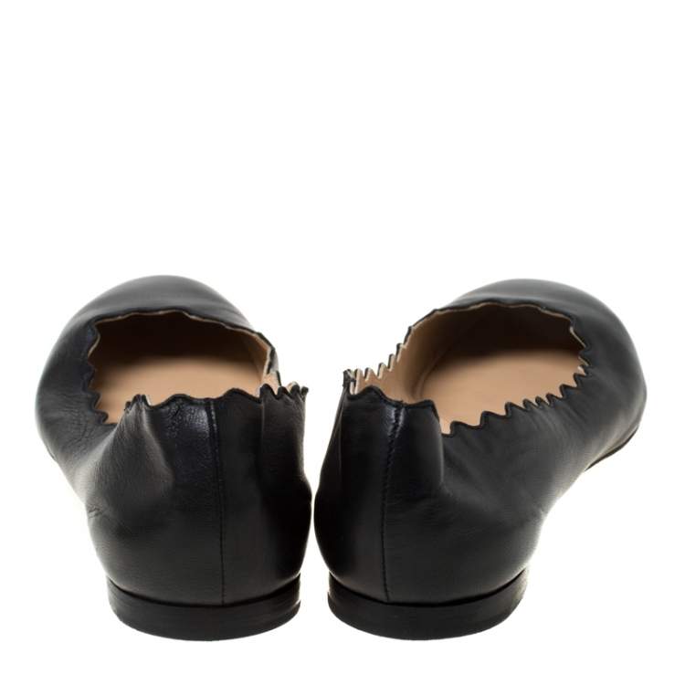 Pre Owned Chloe Black Leather Ballet Flats Size 36.5