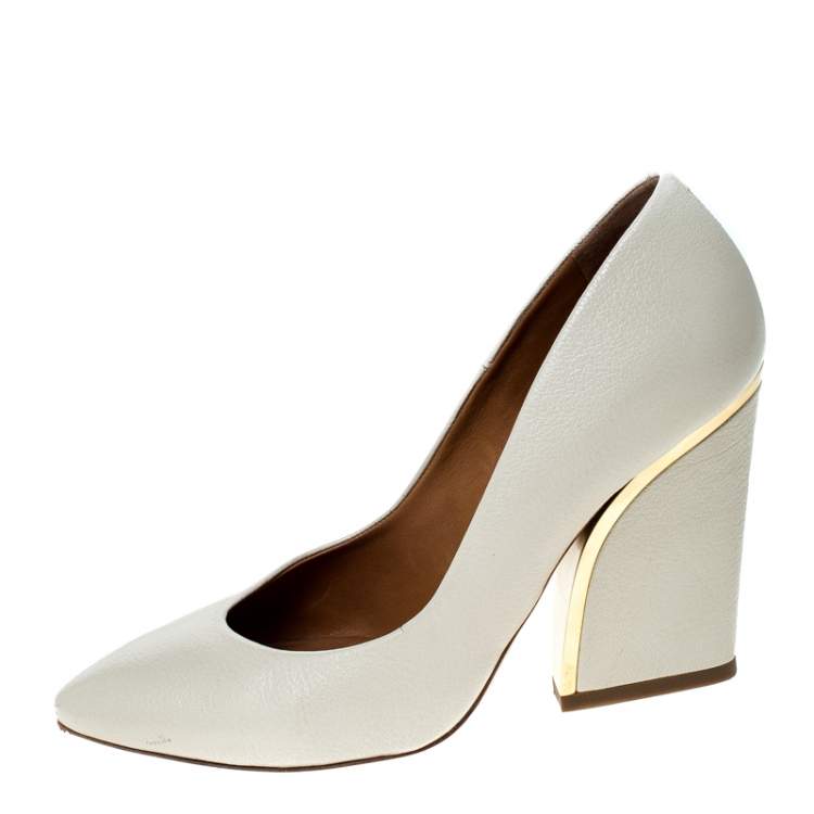 Pre Owned Chloe Beige Leather Beckie Pumps Size 39