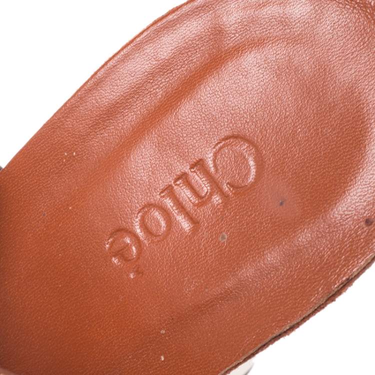 Pre Owned Chloe Brown Leather Eliza Ankle Wrap Wedge Sandals Size 40