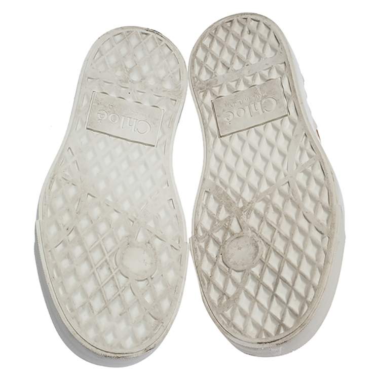 مملوكة مسبقًا Chloe Brown Leather Slip On Sneakers Size 35