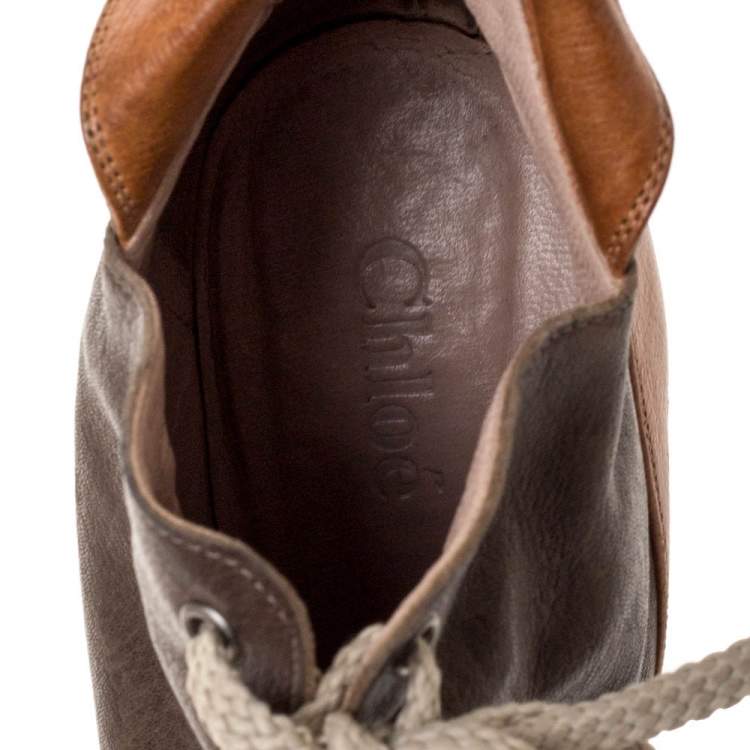 Pre Owned Chloe Brown Leather Pointed Toe Ankle Booties Size 36  