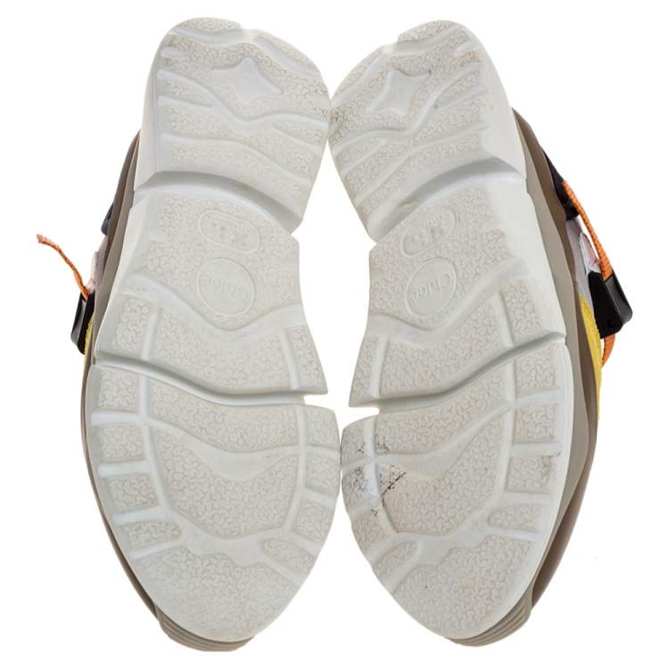 Pre Owned Chloe Multicolor Leather And Fabric Sonnie Low Top Sneakers Size 38