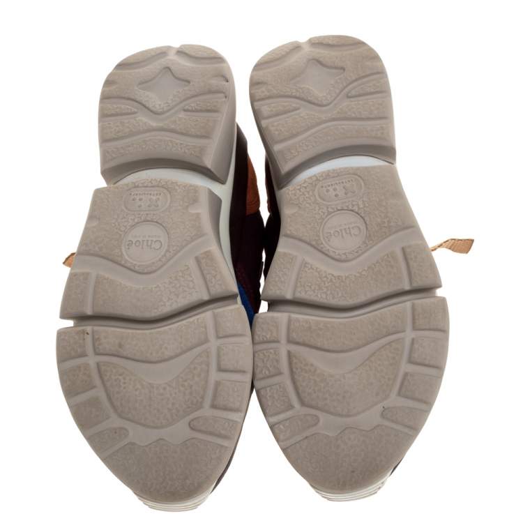 مملوكة مسبقًا Chloe Multicolor Leather And Fabric Sonnie Low Top Sneakers Size 38