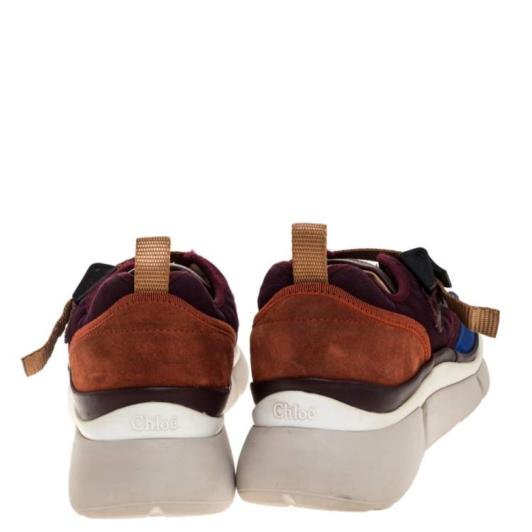مملوكة مسبقًا Chloe Multicolor Leather And Fabric Sonnie Low Top Sneakers Size 38