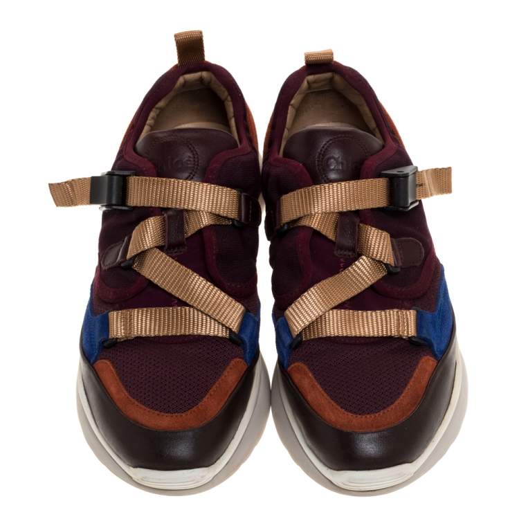 مملوكة مسبقًا Chloe Multicolor Leather And Fabric Sonnie Low Top Sneakers Size 38