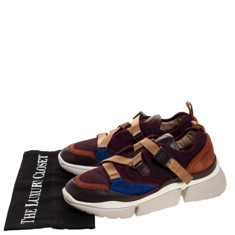 مملوكة مسبقًا Chloe Multicolor Leather And Fabric Sonnie Low Top Sneakers Size 38