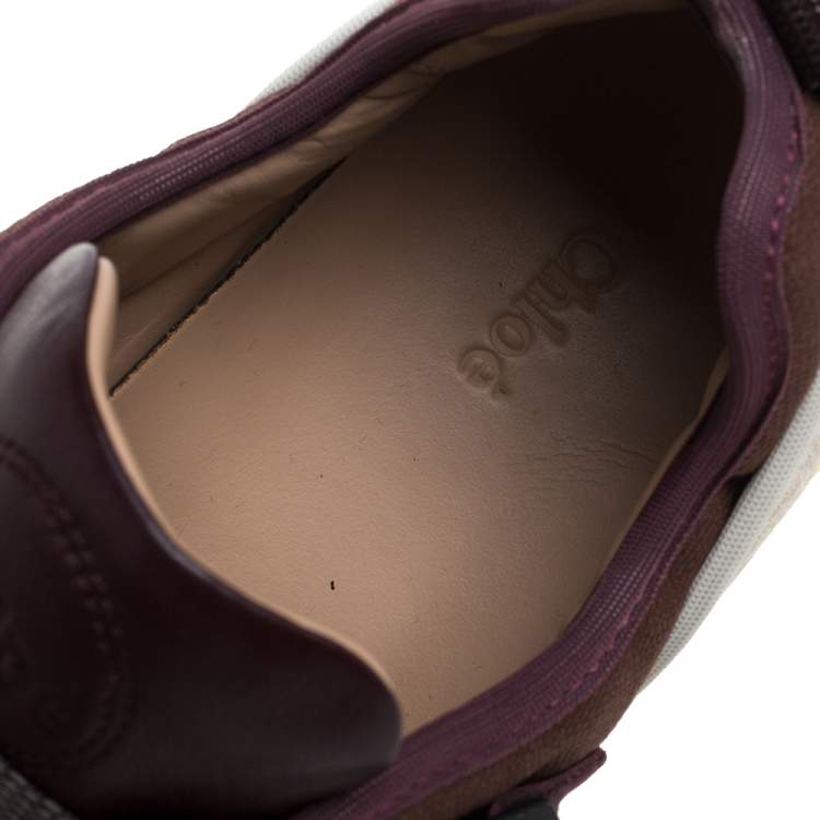 Pre Owned Chloe Multicolor Suede Leather And Canvas Sonnie Low Top Sneakers Size 37