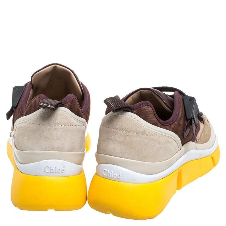 Pre Owned Chloe Multicolor Suede Leather And Canvas Sonnie Low Top Sneakers Size 37