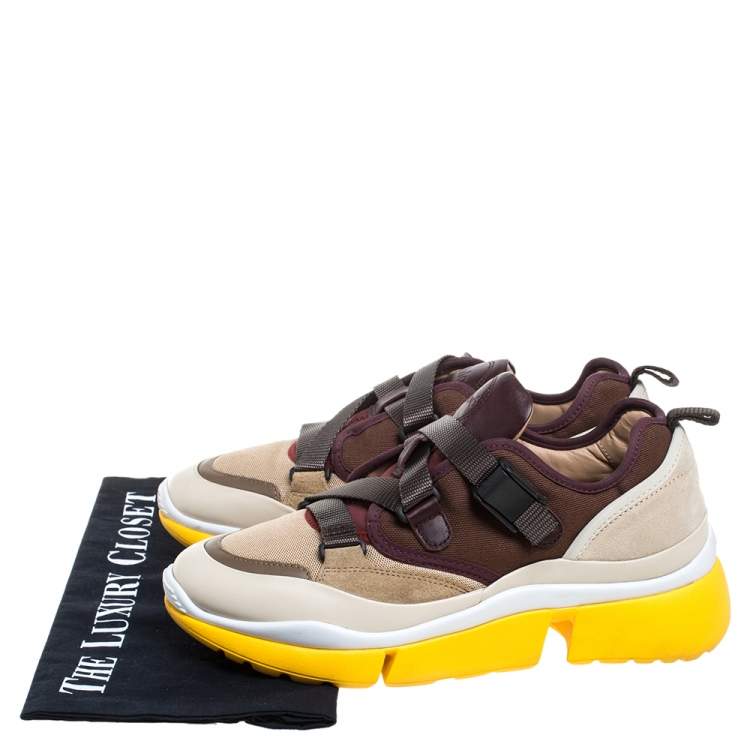 Pre Owned Chloe Multicolor Suede Leather And Canvas Sonnie Low Top Sneakers Size 37