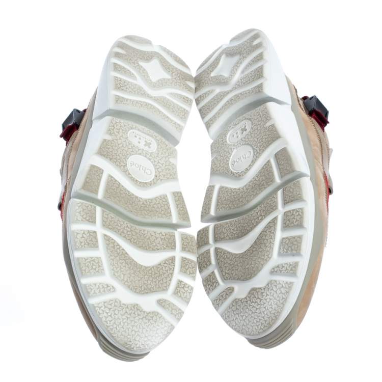 Pre Owned Chloe Multicolor Suede and Fabric Sonnie Slip On Sneakers Size 40
