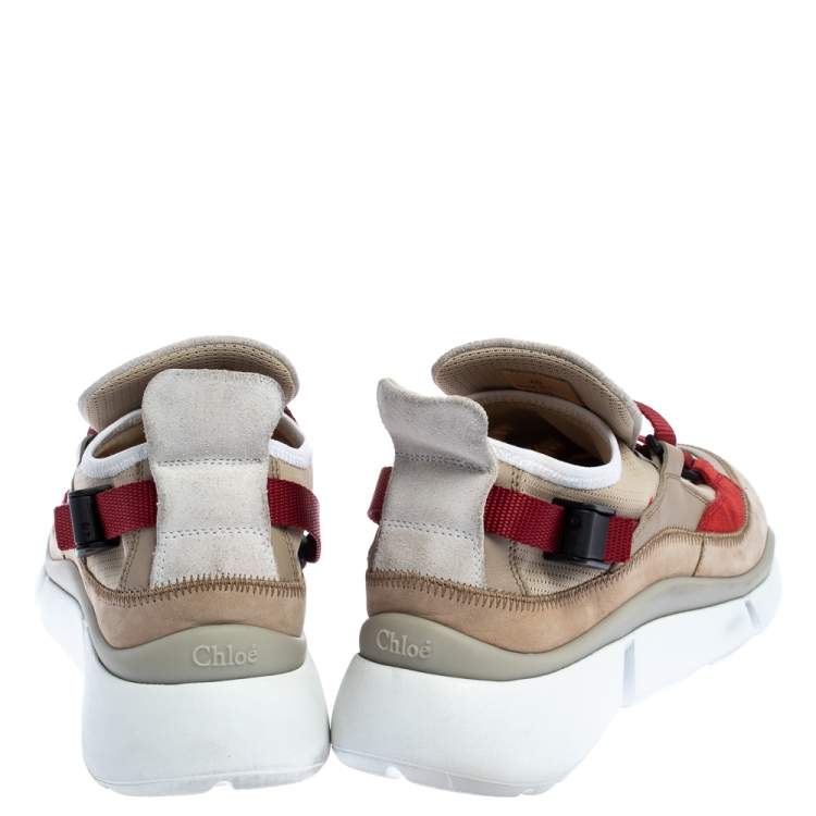 Pre Owned Chloe Multicolor Suede and Fabric Sonnie Slip On Sneakers Size 40