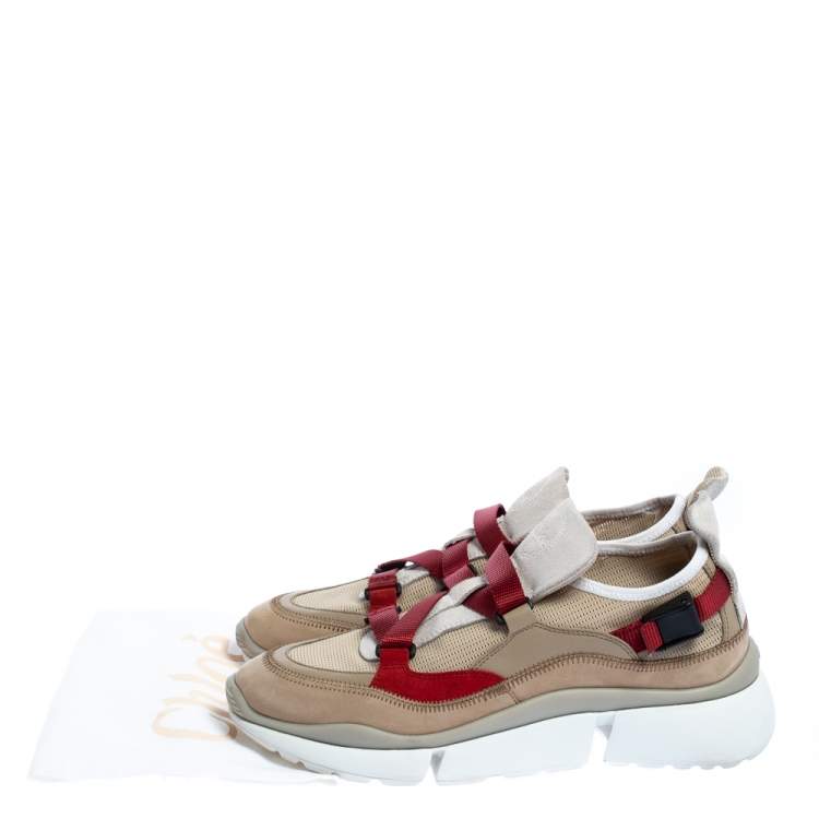 Pre Owned Chloe Multicolor Suede and Fabric Sonnie Slip On Sneakers Size 40