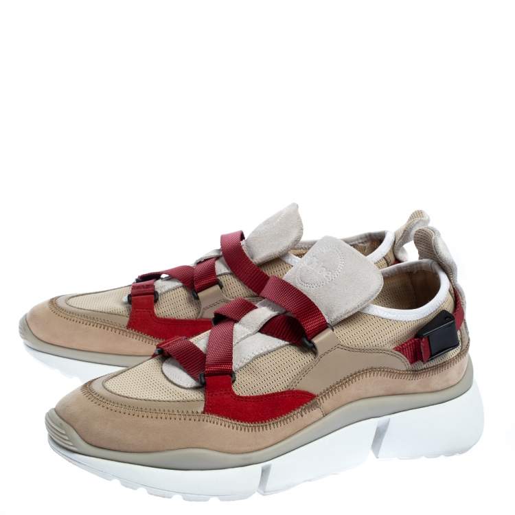 Pre Owned Chloe Multicolor Suede and Fabric Sonnie Slip On Sneakers Size 40