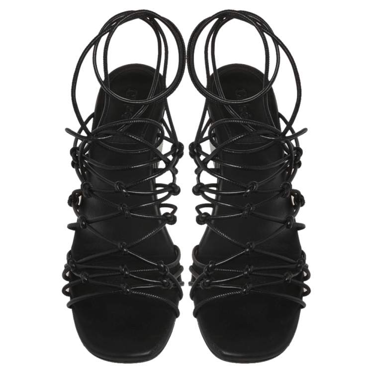 Pre Owned Chloe Black Leather Jamie Knot Ankle Wrap Sandals Size 39