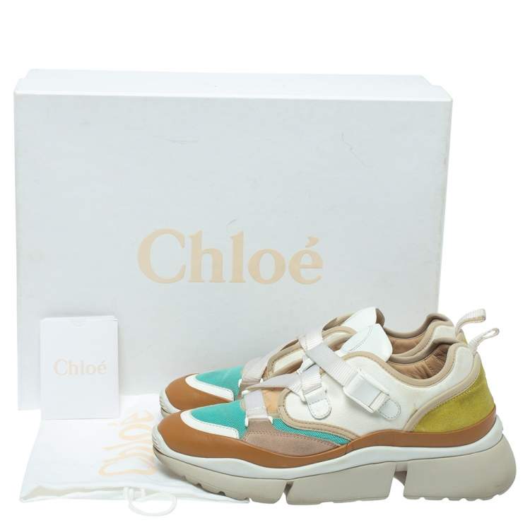 Pre Owned Chloe Multicolor Leather And Fabric Sonnie Low Top Sneakers Size 39