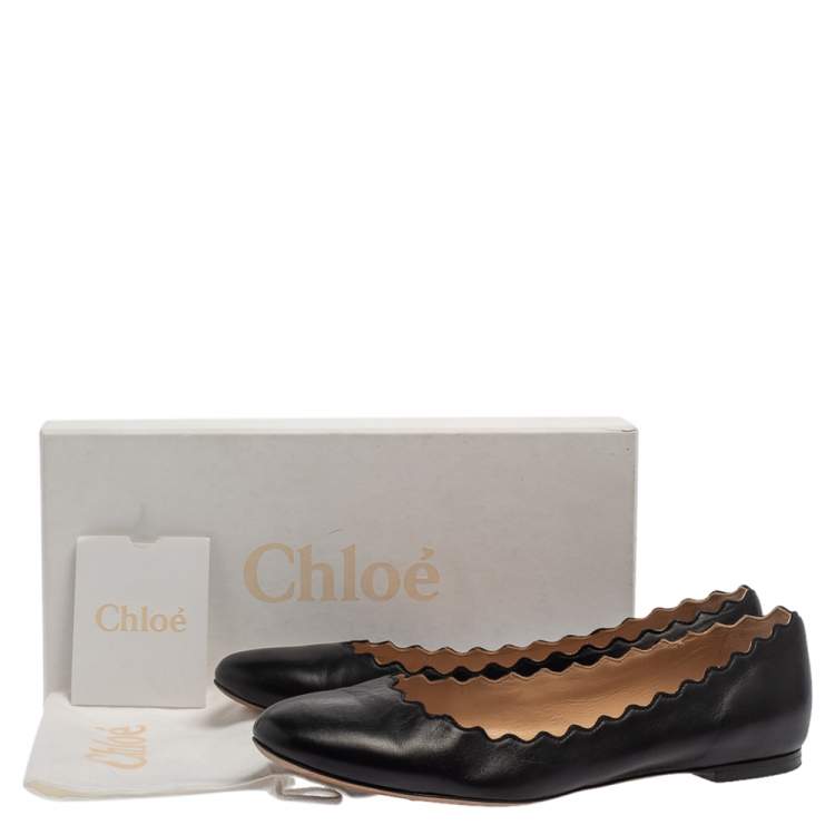 Pre Owned Chloe Black Leather Lauren Ballet Flats Size 40