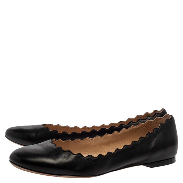Pre Owned Chloe Black Leather Lauren Ballet Flats Size 40