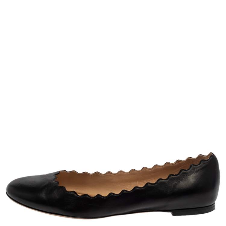 Pre Owned Chloe Black Leather Lauren Ballet Flats Size 40