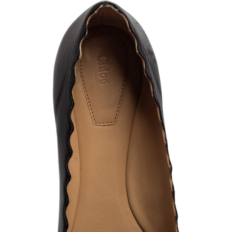 Pre Owned Chloe Black Leather Lauren Ballet Flats Size 40