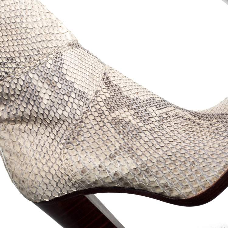 Pre Owned Chloé Two Tone Python Knee High Adelie Boots Size 35